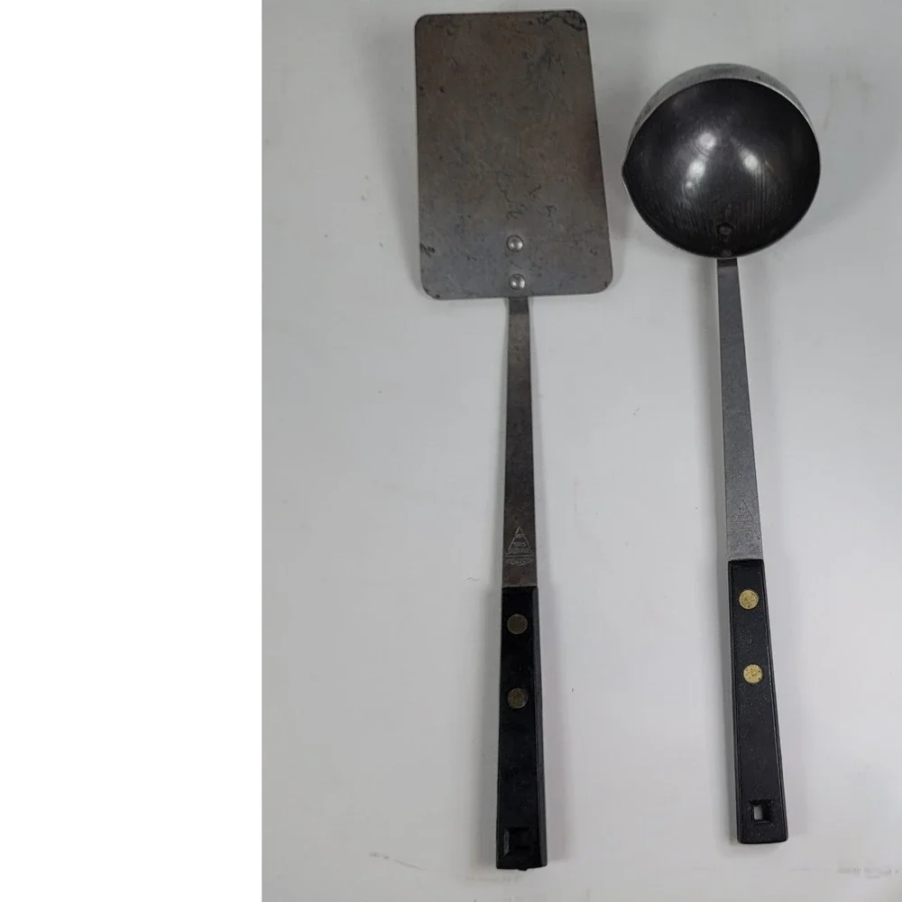 Vintage Household Institute Stainless Steel Spatula and Ladle Set USA Made Black